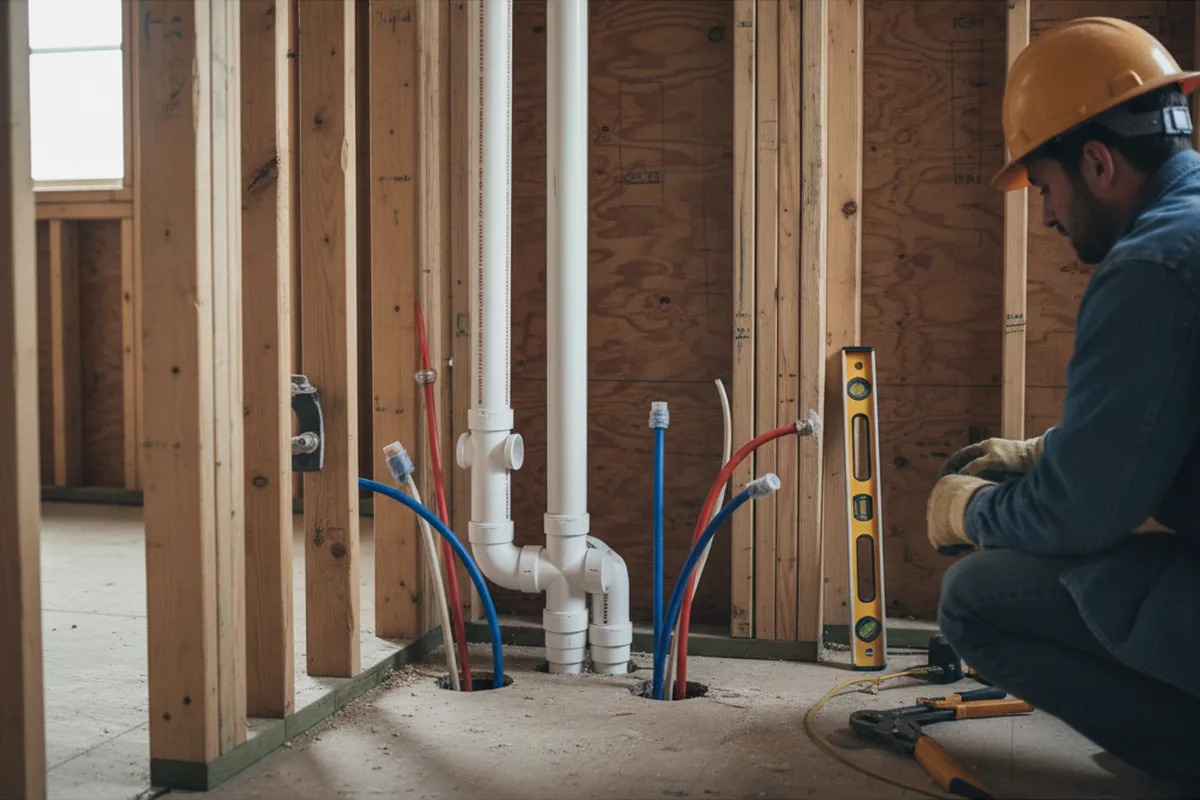 Drain and supply rough-in during Drain Cleaning in Pennington